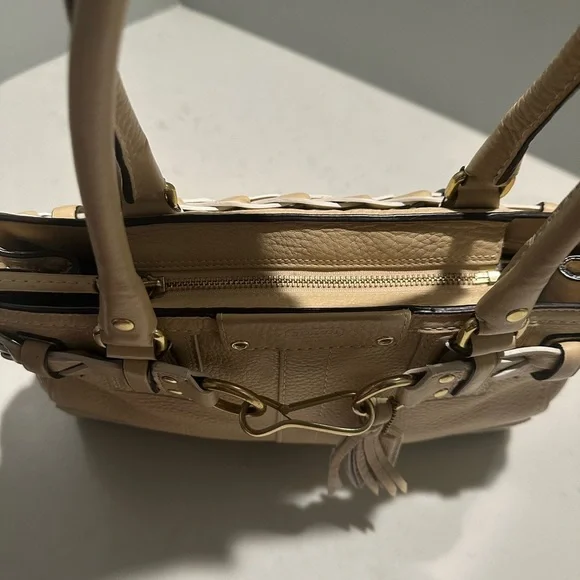 Coach Beige Pebbled Leather Hampton Tote Bag - Picture 8 of 16